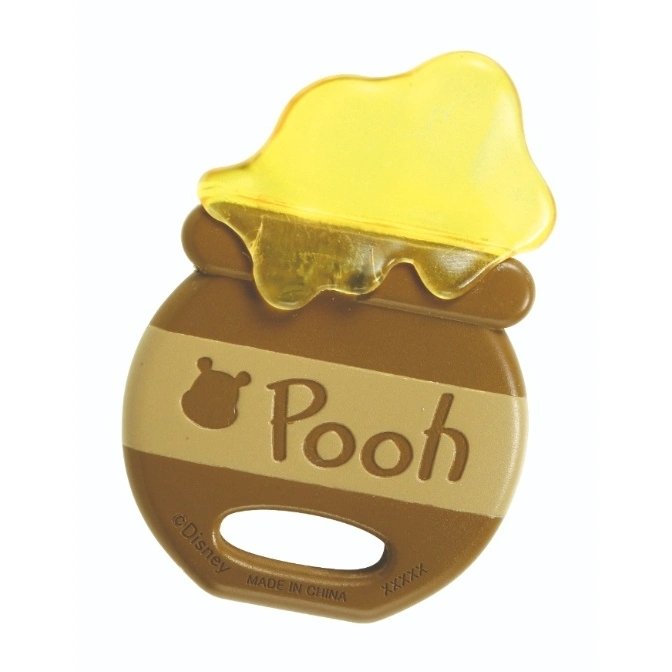 Winnie the Pooh honey pot teether toy with yellow honey top.