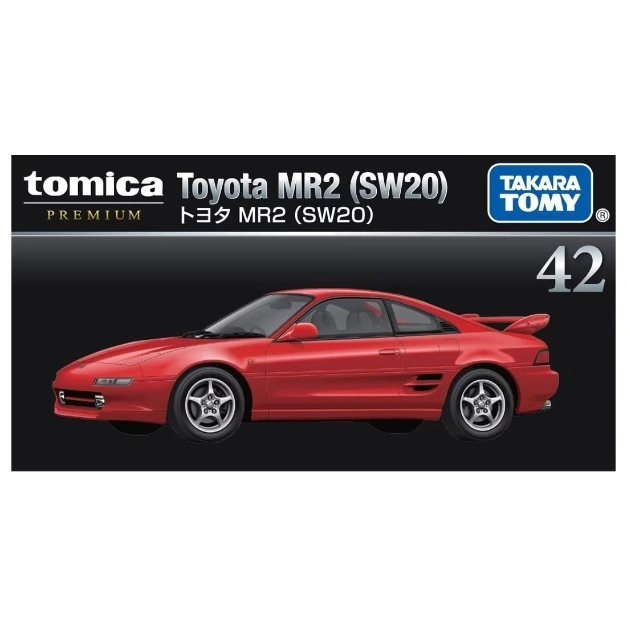  Red Tomica Toyota MR2 (SW20) diecast model car, number 42.