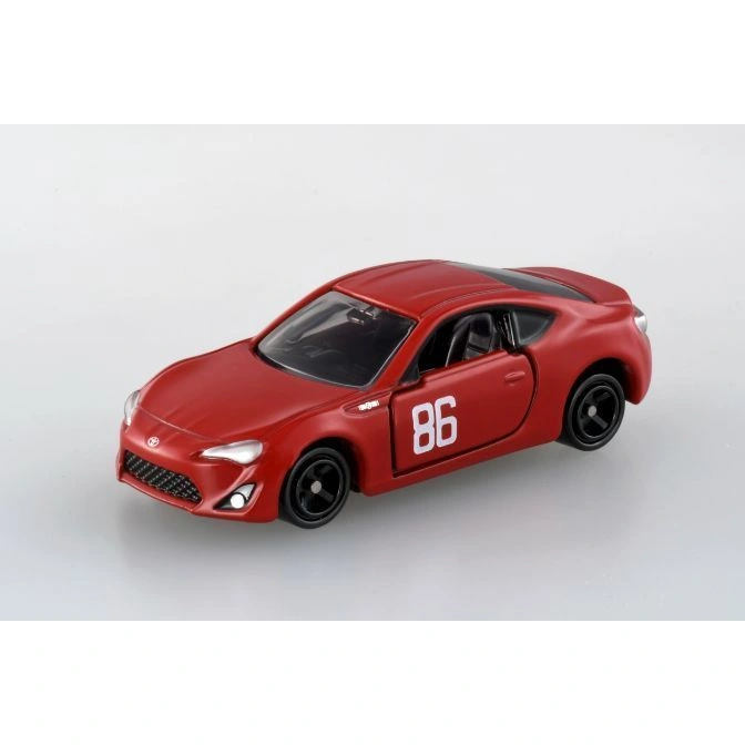 Red Toyota 86 toy car with number 86 on the door.