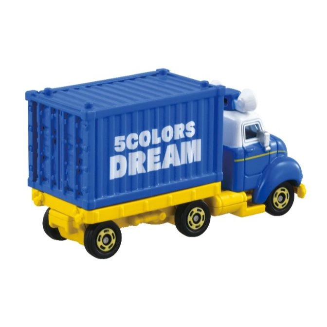  Blue and white toy truck with "5COLORS DREAM" on the container.
