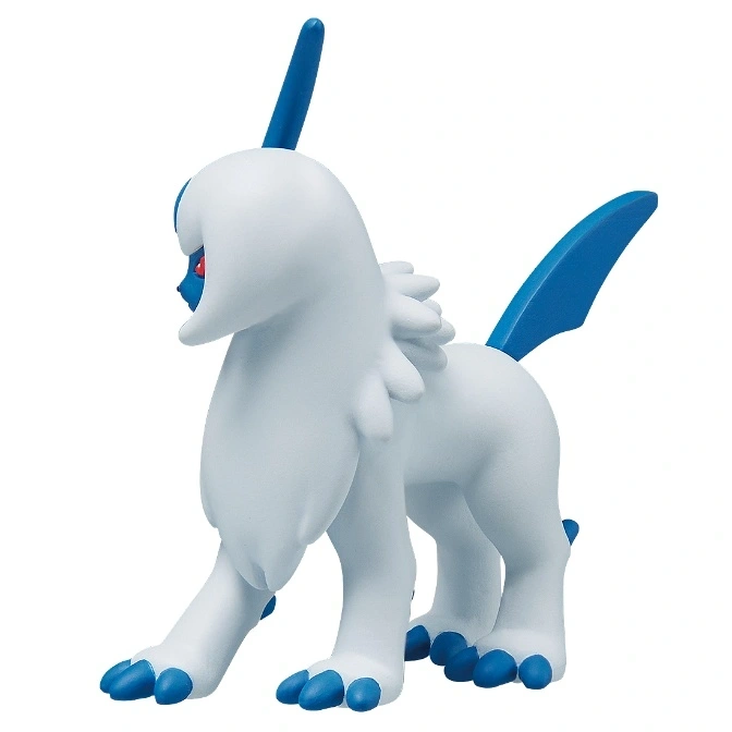  Absol toy figure, white with blue accents, standing.