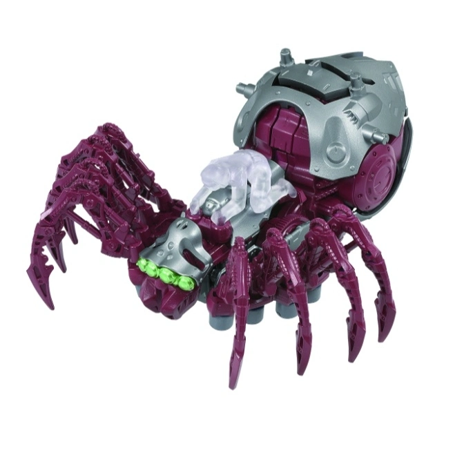  Purple spider Transformer toy with silver accents and translucent rider figure.