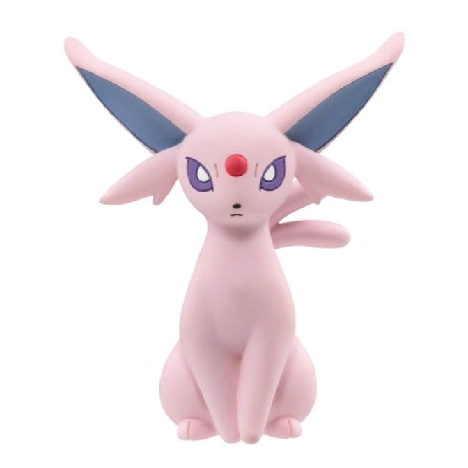 Pink Espeon figurine with large ears and a red gem on its forehead.