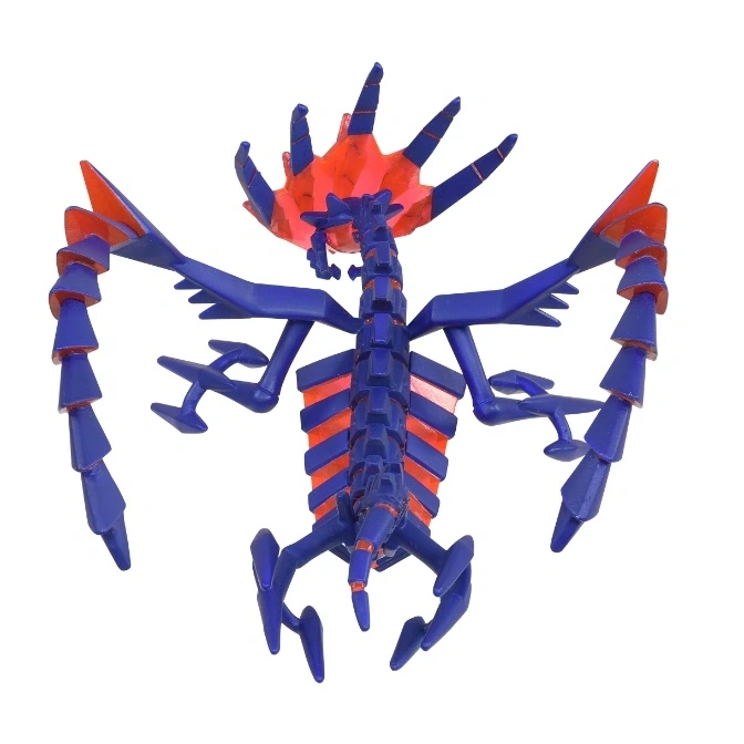  Blue and orange Eternatus toy with segmented body and spiky head.