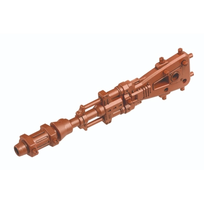 Brown toy gun with detailed mechanical parts, resembling a futuristic weapon.