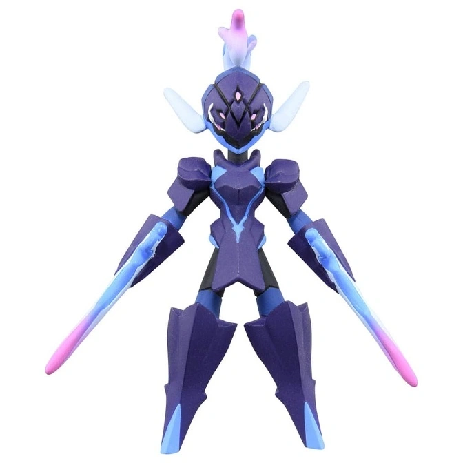  Dark purple Ultra Necrozma toy figure with light blue accents and sword arms.