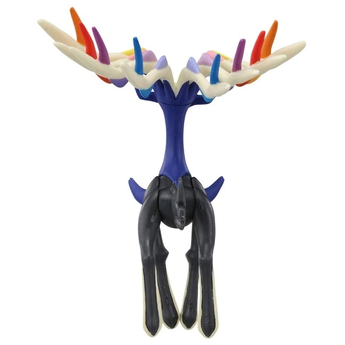  Xerneas toy figure with colorful antlers and dark body.