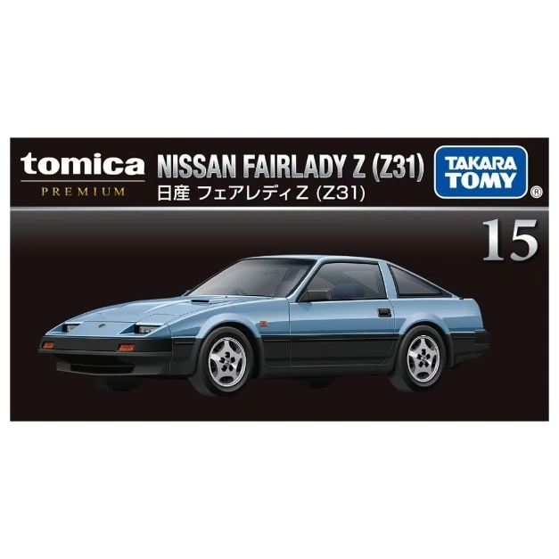  Tomica Premium Nissan Fairlady Z (Z31) toy car in light blue and black.