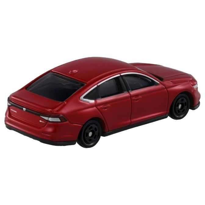  Red toy car, a Honda Accord sedan, with black wheels and silver trim.