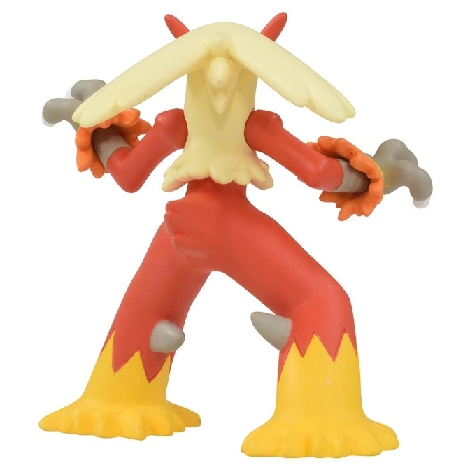  Blaziken toy figure with red body, yellow accents, and gray hands in a fighting stance.
