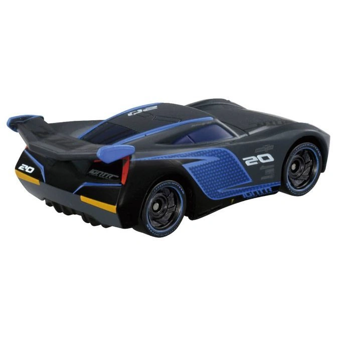  Black toy race car with blue accents and the number 20 on the side and rear.