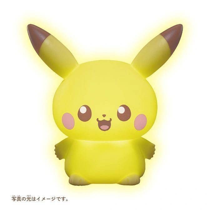  Illuminated Pikachu nightlight with brown-tipped ears and rosy cheeks.