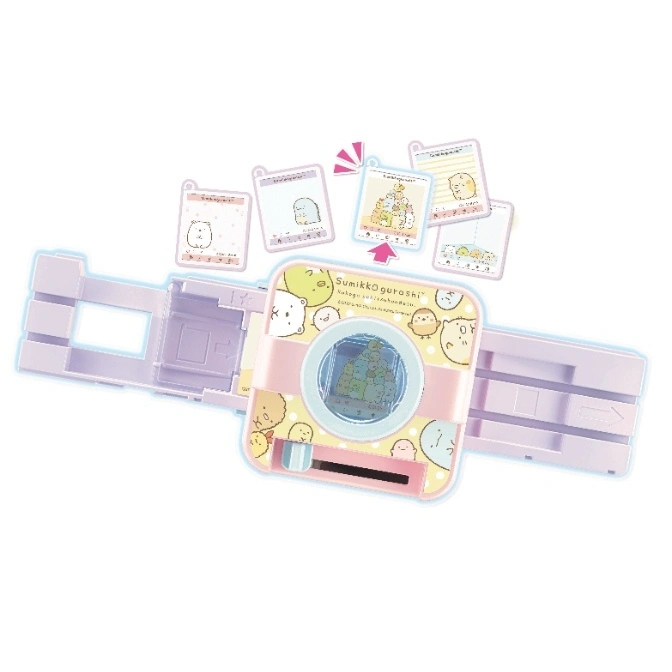 Sumikko Gurashi toy camera with interchangeable slides and adjustable wristband.
