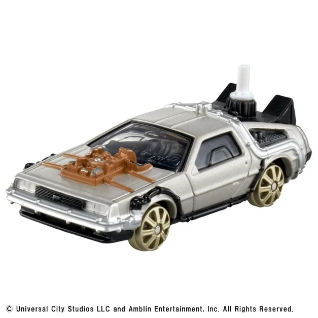 Toy DeLorean car from Back to the Future with time machine parts.