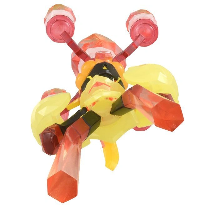  Yellow and red Bionicle toy with hammer-like hands.