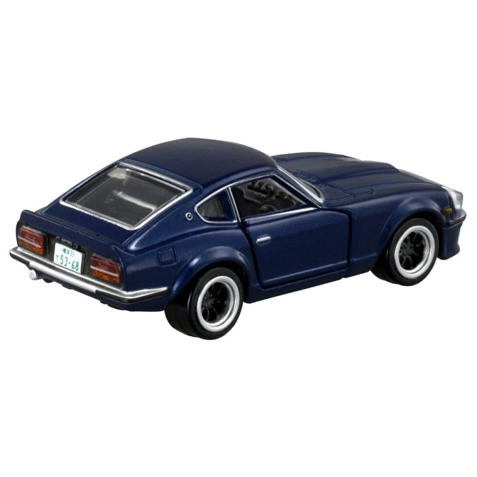  Blue toy Datsun 240Z with black wheels and chrome trim.