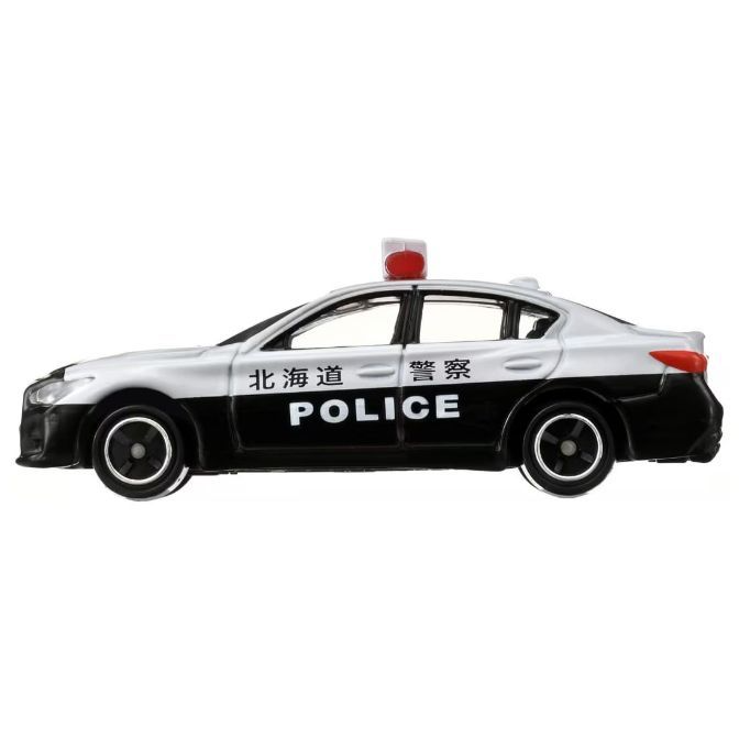  Toy Japanese police car with red light on top and "POLICE" written on the side.