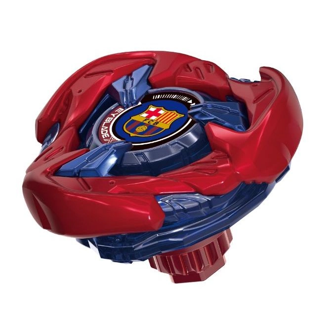  Red and blue Beyblade with FC Barcelona logo.