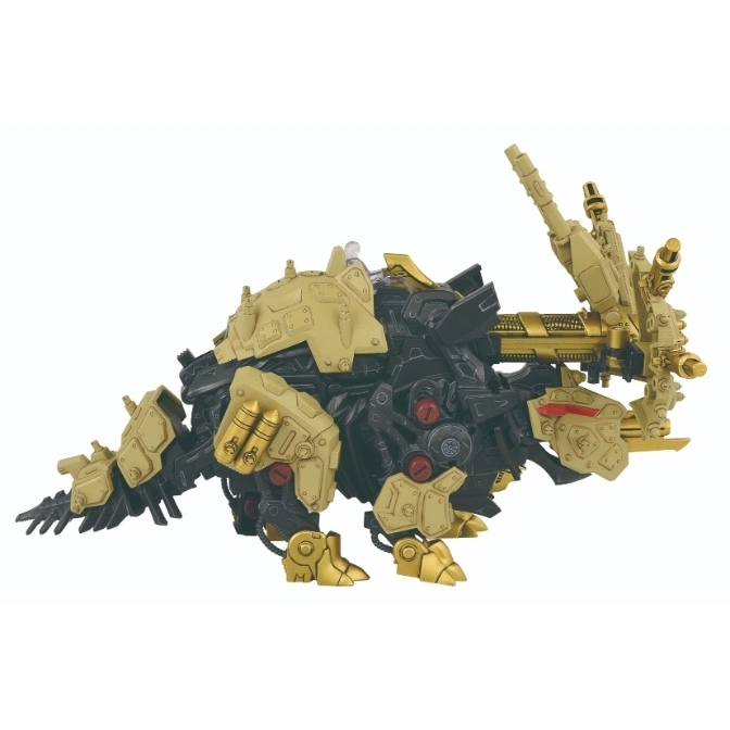  Black and gold Zoids toy with a large cannon on its back, resembling a mechanical dinosaur.