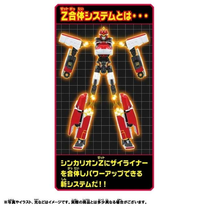  Red and white robot toy with glowing joints, showcasing the Z-Combination system.