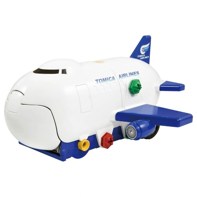  Tomica Airlines toy airplane with blue and white color scheme and colorful knobs.