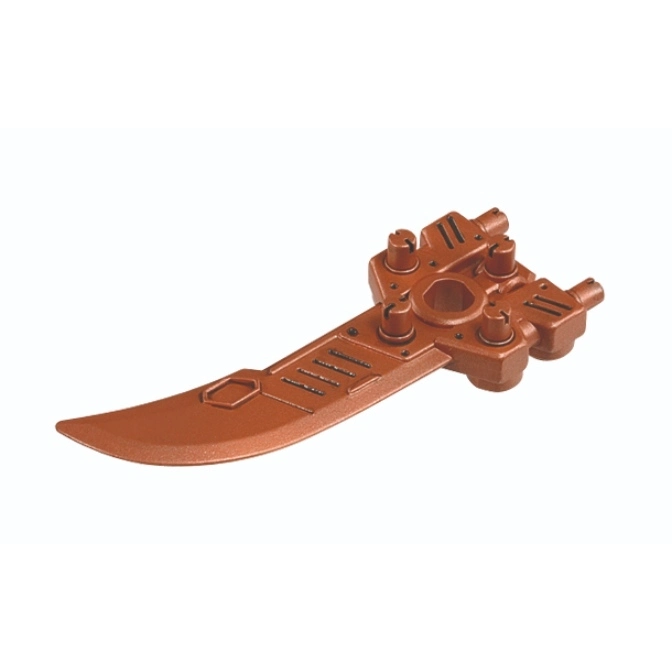  Copper-colored toy sword with detailed hilt and curved blade.