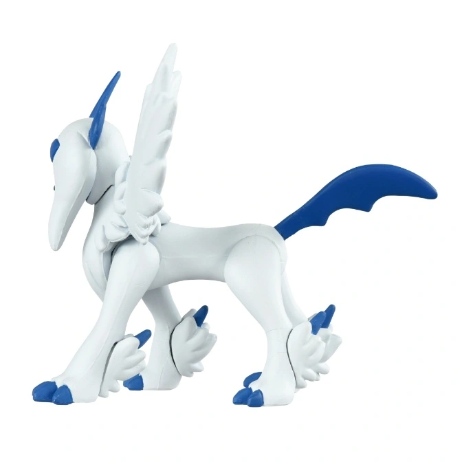  White Absol toy figure with blue accents, standing.