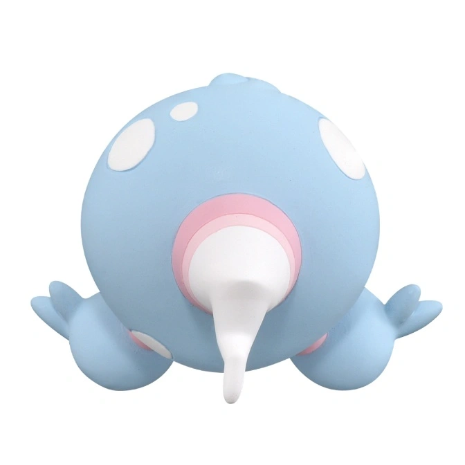  Blue Spheal toy with white spots and a protruding white tusk.