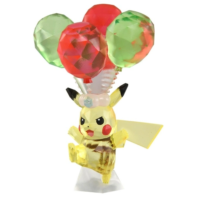  Pikachu figure with gem-like balloons, standing on one leg.