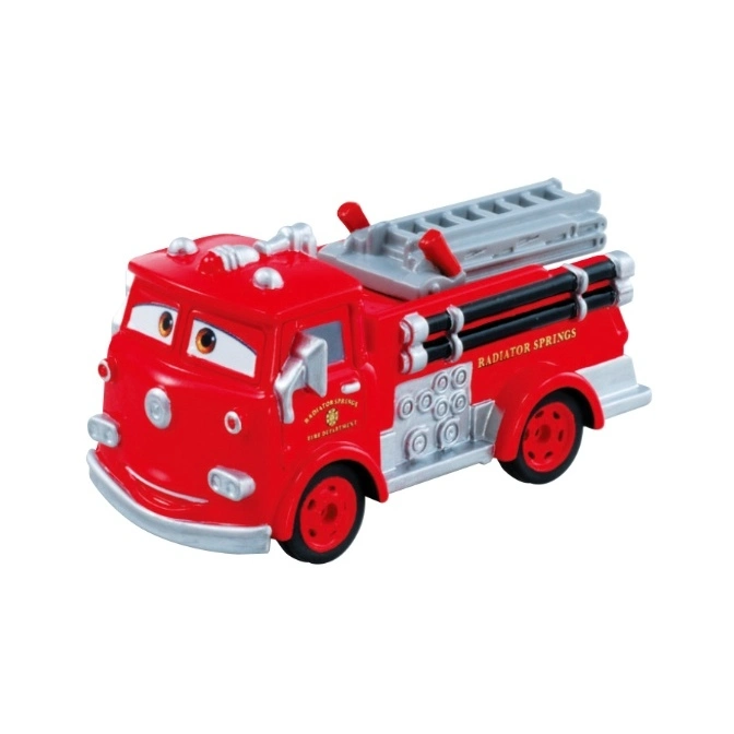 Red toy fire truck with eyes and a ladder, labeled Radiator Springs.