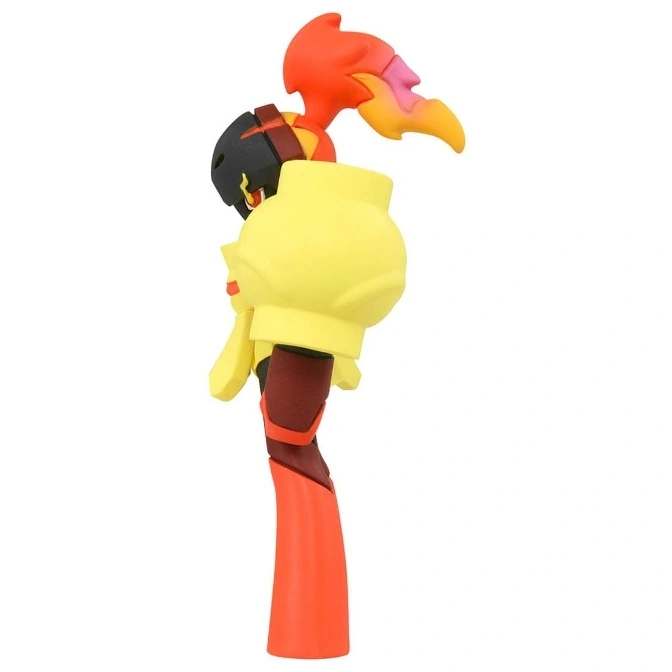  Stylized toy figure with a yellow body, red legs, and flame-like hair.