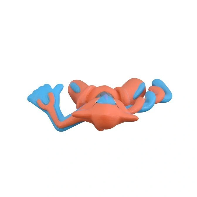  Orange and blue Deoxys toy figure with outstretched arms.