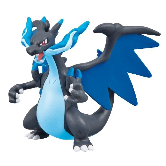  Charizard Mega X toy figure with blue accents and wings.