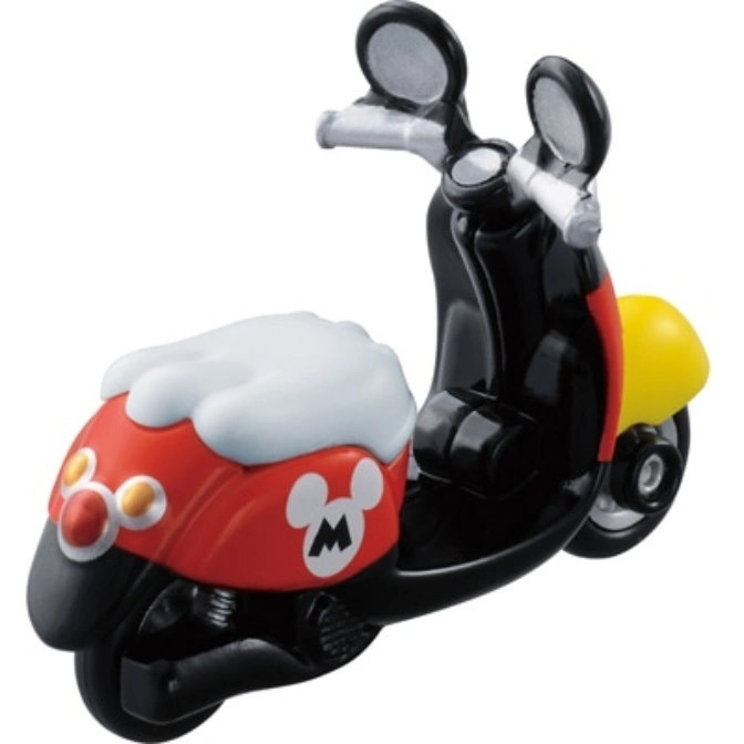  Mickey Mouse themed toy scooter with red, black, and white details.