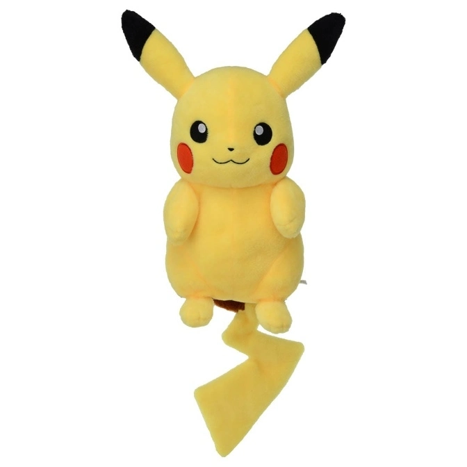  Pikachu plush toy with black-tipped ears and a lightning bolt tail.