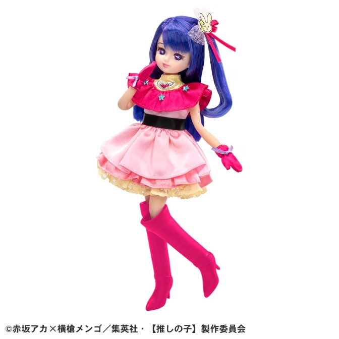  Ai Hoshino doll with blue hair, pink dress, and matching boots.