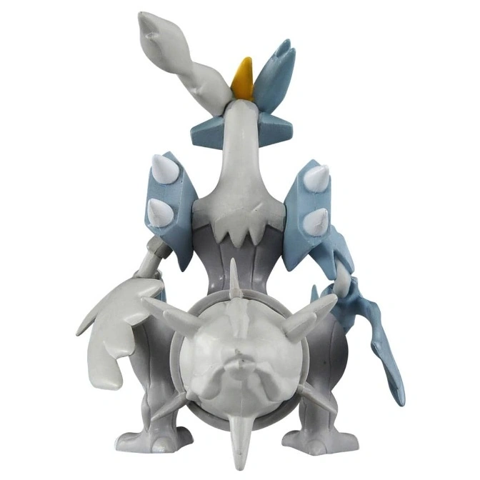  Kyurem toy figure with grey and blue armor, and a spiky white orb on its chest.