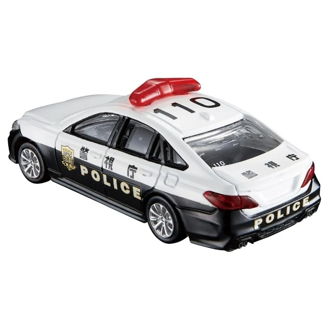  Toy police car with red light bar, white roof, black lower body, and "POLICE" text.