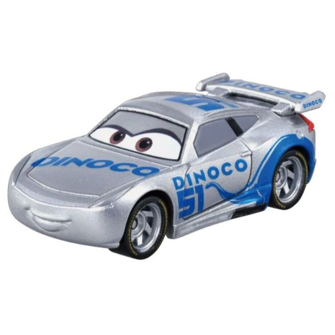 Silver Dinoco Cruz Ramirez toy car with blue accents and number 51.