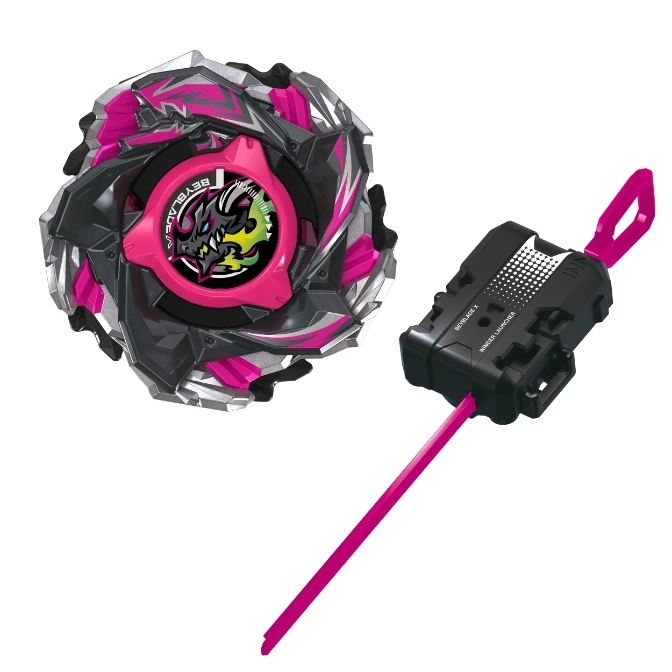  Beyblade X toy with pink accents and a launcher.