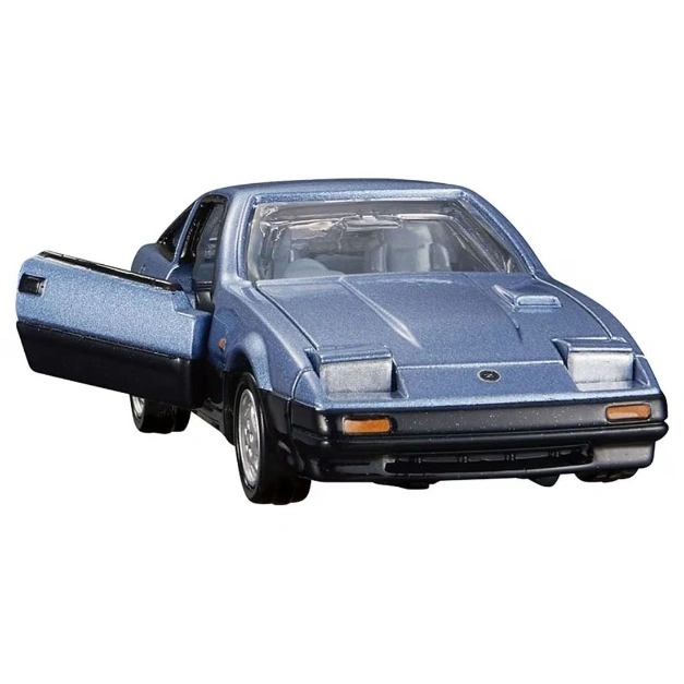 Blue toy car with an open door, showcasing interior details.