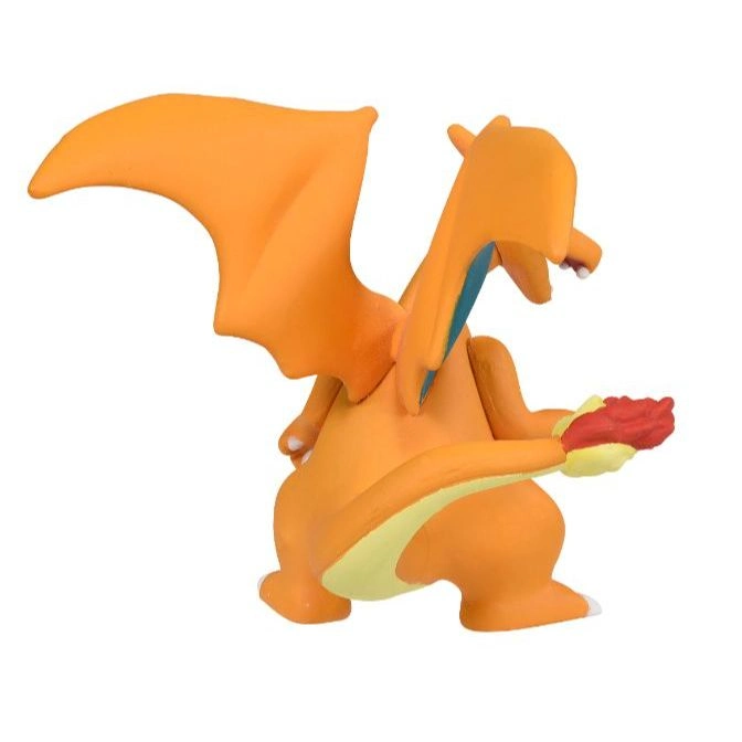  Orange Charizard toy with wings, tail flame, and yellow belly.