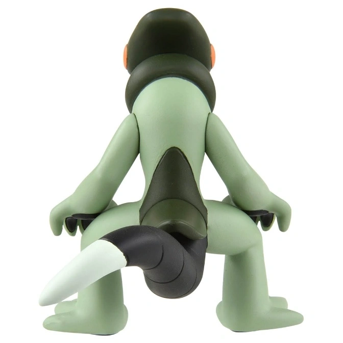  Ben 10's ChamAlien toy figure, rear view. Green skin, dark green accents, and a black and white tail.
