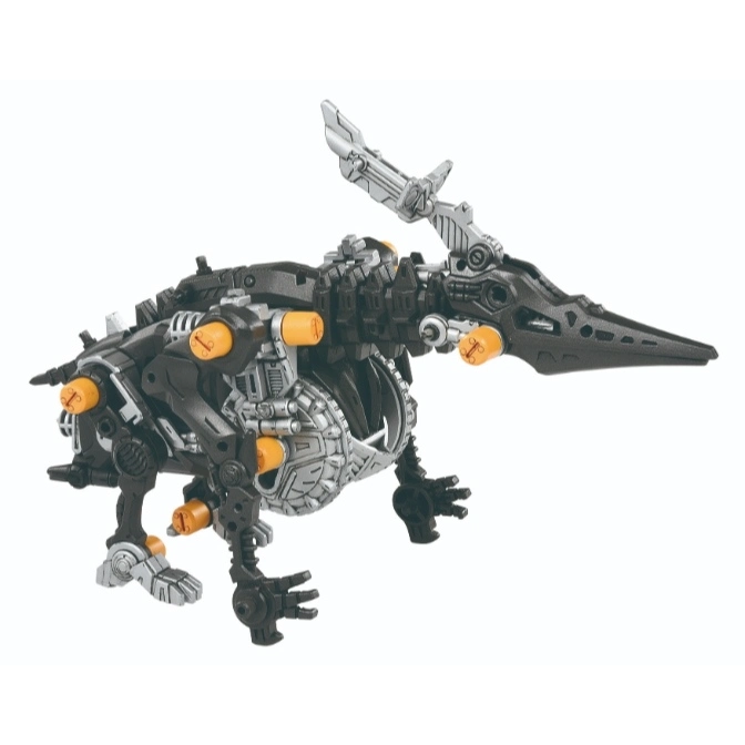  Black and silver Zoids toy with orange accents, resembling an anteater with mechanical details.