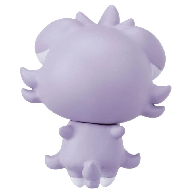  Rear view of a purple Espurr Pokémon toy figure with white feet.