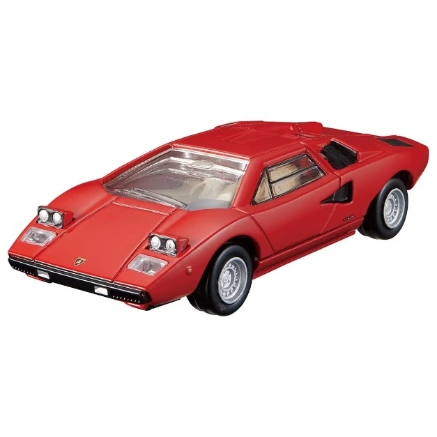  Red Lamborghini Countach toy car with pop-up headlights and silver wheels.
