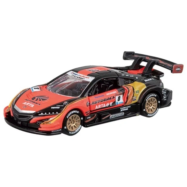  Orange and black ARTA Honda NSX GT race car toy with gold wheels and a large rear wing.