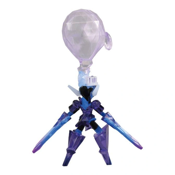  Purple and blue crystal toy figure with balloon head and sword arms.