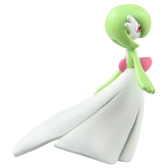  Gardevoir toy figure with green head and arms, pink chest detail, and long white dress.